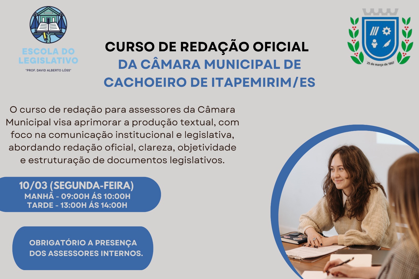 Assessores parlamentares receberão curso de Redação Oficial com foco no legislativo