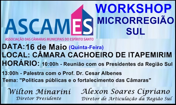 Câmara de Cachoeiro recebe vereadores da região sul