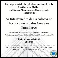 Câmara e Ouvidoria da Mulher convidam para palestra