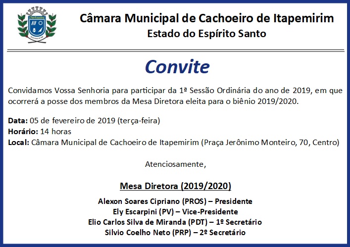 CONVITE PRIMEIRA SESSÃO 2019