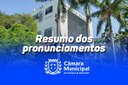 Resumo dos Pronunciamentos - Veja os assuntos debatidos na sessão de 30/05/2023 Resumo dos Pronunciamentos - Veja os assuntos debatidos na sessão de 30/05/2023