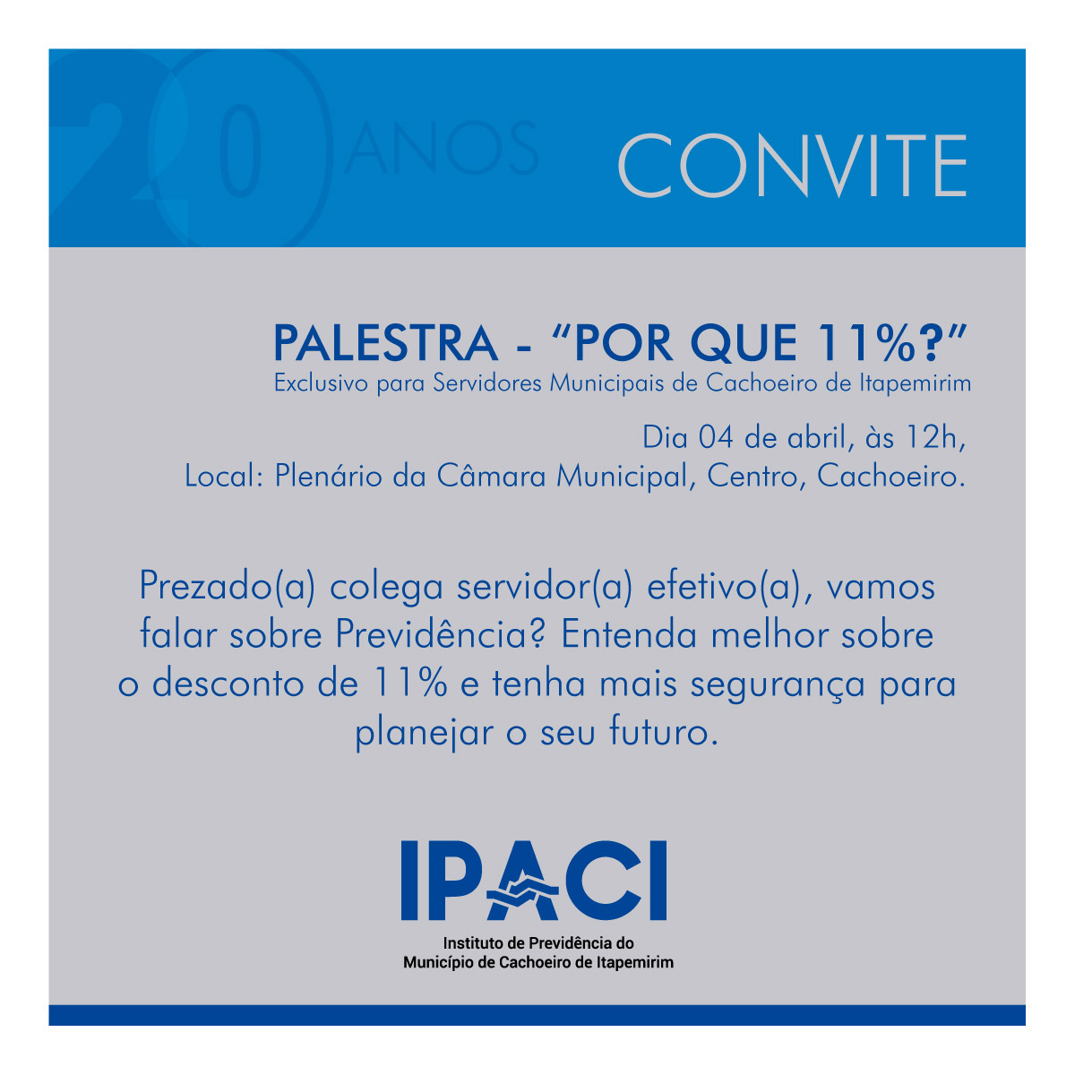 Servidor legislativo terá palestra sobre previdência