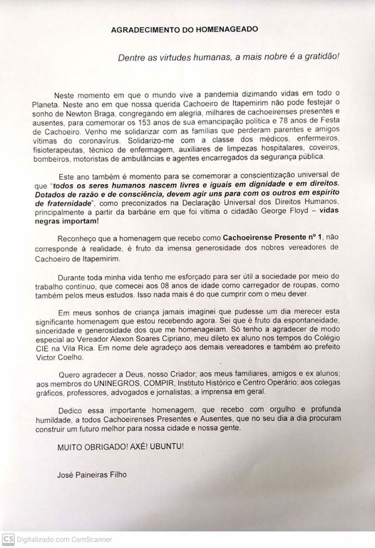 Discurso de José Paineiras