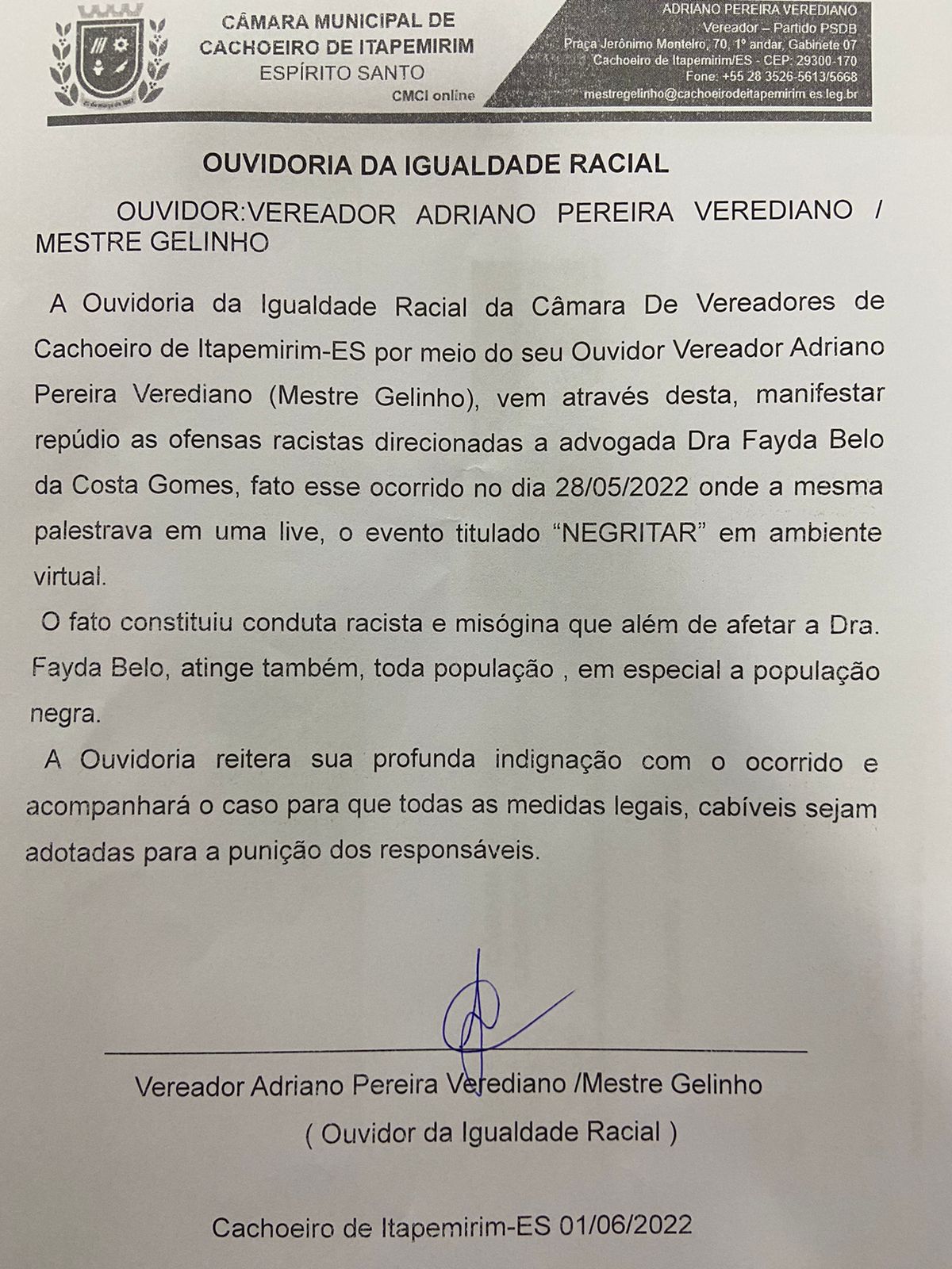 Nota de repúdio